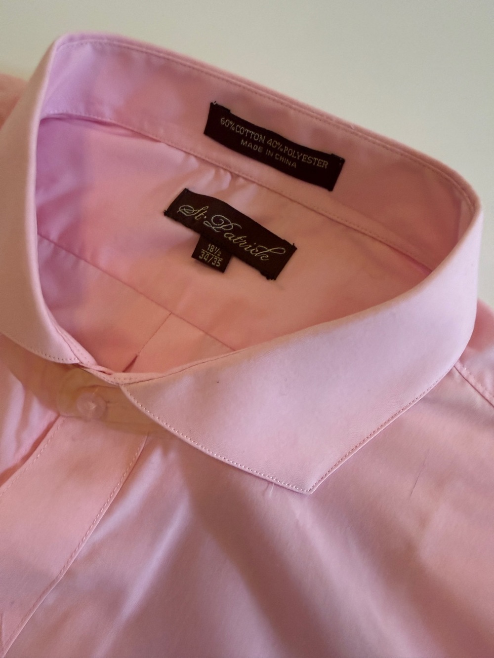 St. Patrick Men’s French Cuff Dress Shirt – Size 18½ / 34-35 – Light Pink